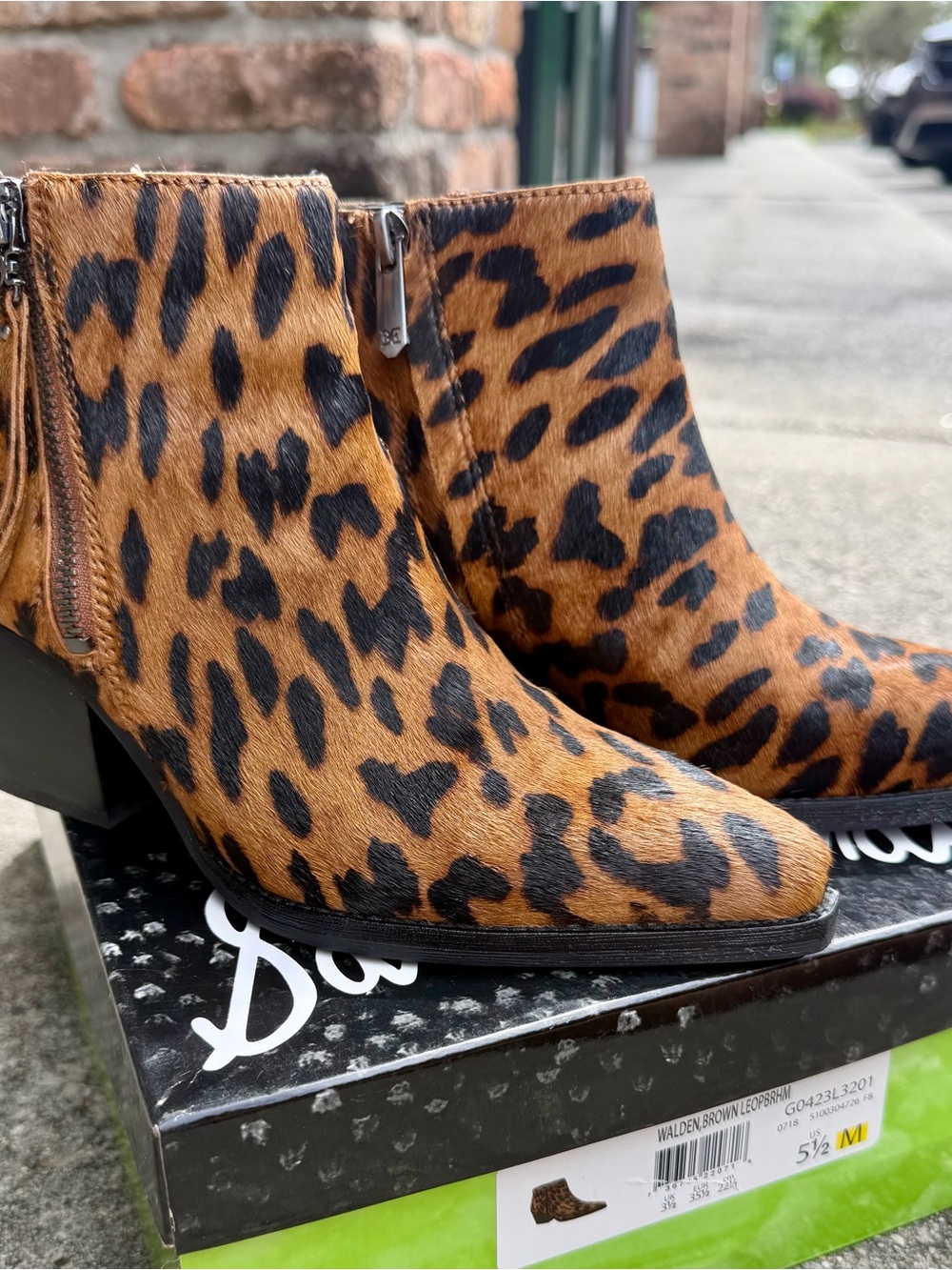 Sam Edelman “Walden” Leopard Print Ankle Booties - Tan & Black